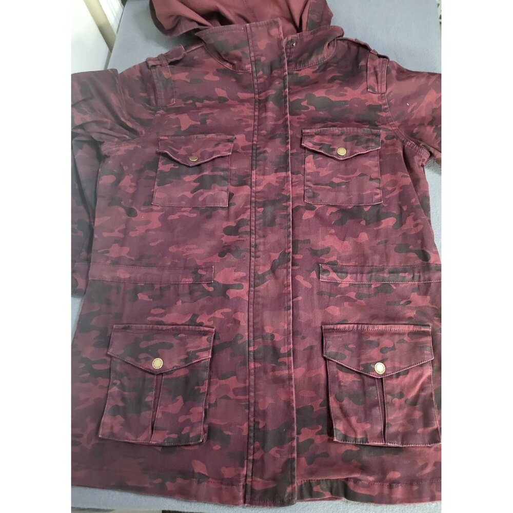 TINSEL Women's SZ LG Camo Drawstring Snap Button Jacket with Removable Hood - Picture 4 of 9